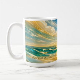 Golden Turquoise Ocean Waves Sunset コーヒーマグカップ