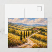 Golden Tuscan Countryside Villa Landscape ポストカード (正面/裏面)