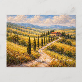 Golden Tuscan Countryside Villa Landscape ポストカード