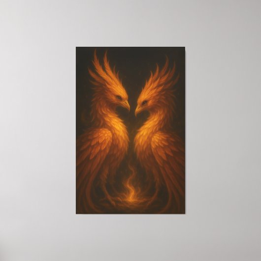 Golden Twin Phoenix • Luxury Fine Art Canvas キャンバスプリント (正面)