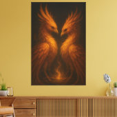 Golden Twin Phoenix • Luxury Fine Art Canvas キャンバスプリント (インサイチュ (リビング))