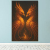 Golden Twin Phoenix • Luxury Fine Art Canvas キャンバスプリント (インサイチュ (ウッドフロア))