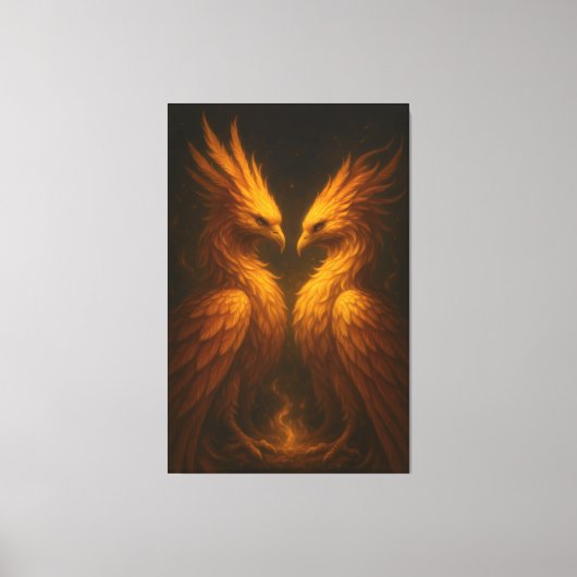 Golden Twin Phoenix • Luxury Fine Art Canvas キャンバスプリント (正面)