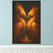 Golden Twin Phoenix • Luxury Fine Art Canvas キャンバスプリント (インサイチュ (ウッドフロア))