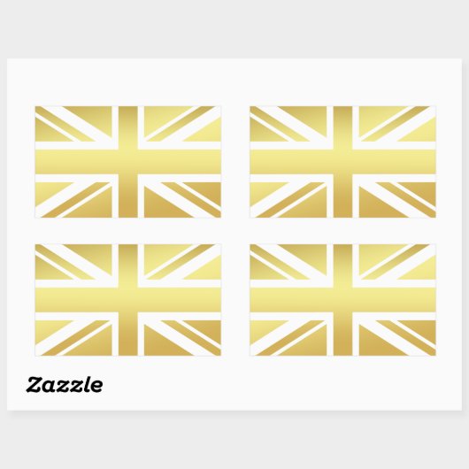 Golden Union Jack British Flag 長方形シール (シート)