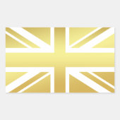 Golden Union Jack British Flag 長方形シール (正面)