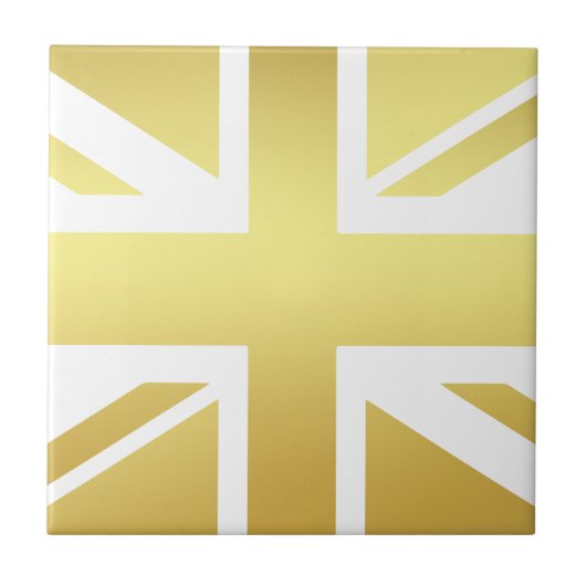 Golden Union Jack British Flag Ceramic Tile タイル (正面)