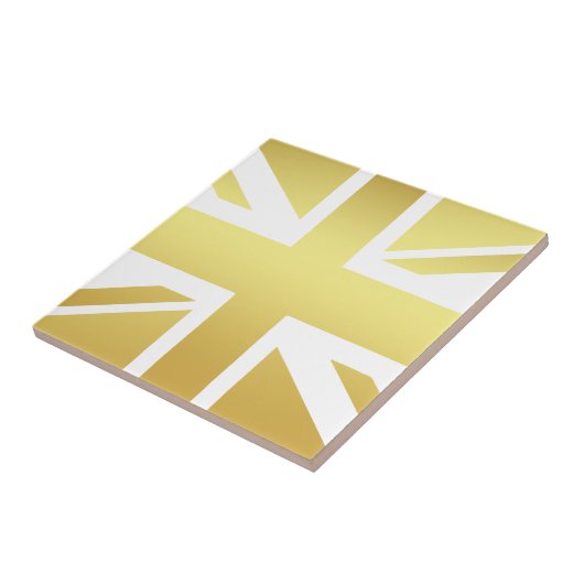 Golden Union Jack British Flag Ceramic Tile タイル (側面)