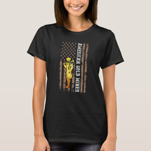 Golden Us Flag For American Gold Miner Tシャツ (正面)