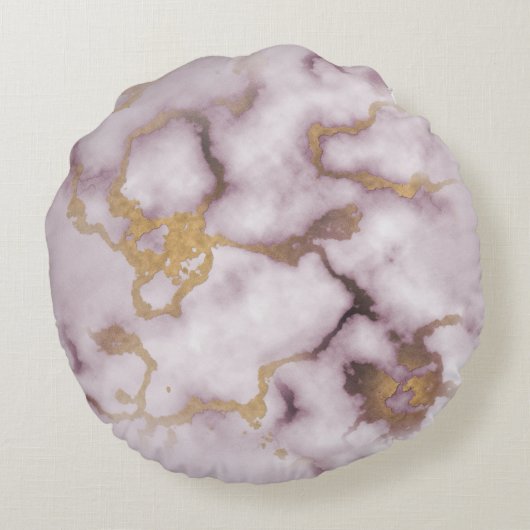Golden Vein Marble  Blush Aura  Throw Pillows ラウンドクッション (裏面)