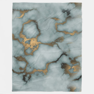 Golden Vein Marble Ocean Mist Fleece Blanket フリースブランケット