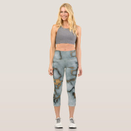 Golden Vein Marble  Ocean Mist Leggings カプリレギンス
