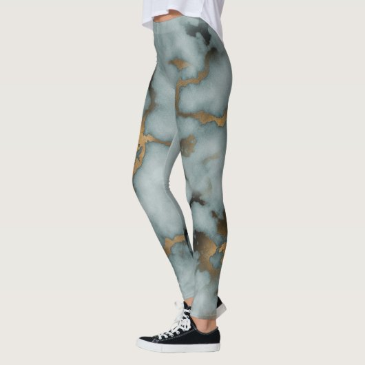 Golden Vein Marble  Ocean Mist Leggings レギンス (左)