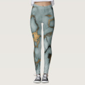 Golden Vein Marble  Ocean Mist Leggings レギンス (正面)
