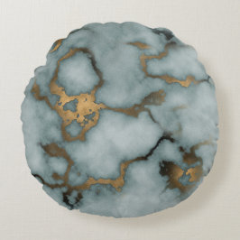 Golden Vein Marble  Ocean Mist Throw Pillows ラウンドクッション