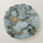 Golden Vein Marble  Ocean Mist Throw Pillows ラウンドクッション (裏面)