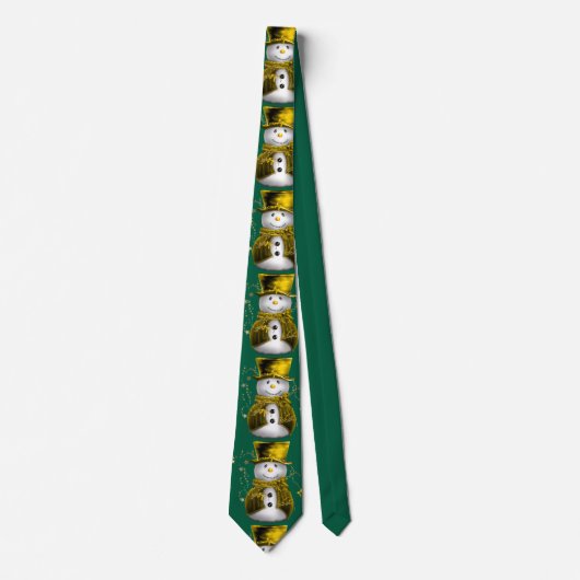 Golden Velvet Snowman Christmas  ネクタイ (正面)