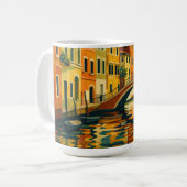 Golden Venice Canal Bridge Sunset Illustration コーヒーマグカップ (正面左)