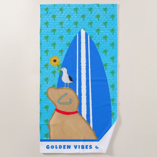Golden Vibes Only Beach Towel ビーチタオル (正面)