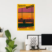 Golden Vibes Sunset Art Print Atmospheric ポスター (ホームオフィス)