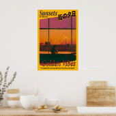 Golden Vibes Sunset Art Print Atmospheric ポスター (キッチン)