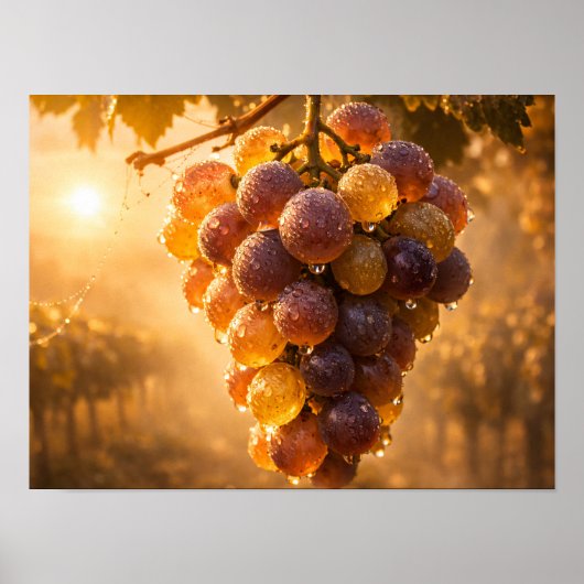 Golden Vineyard Grapes Poster - Autumn Sun ポスター (正面)