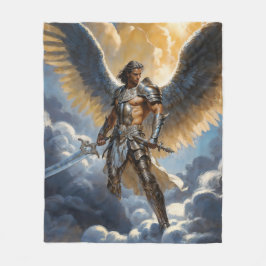 Golden Warrior of Heaven Archangel Michael フリースブランケット