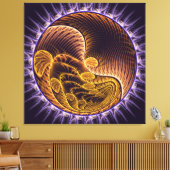 Golden Waves modern art キャンバスプリント (インサイチュ (リビング))