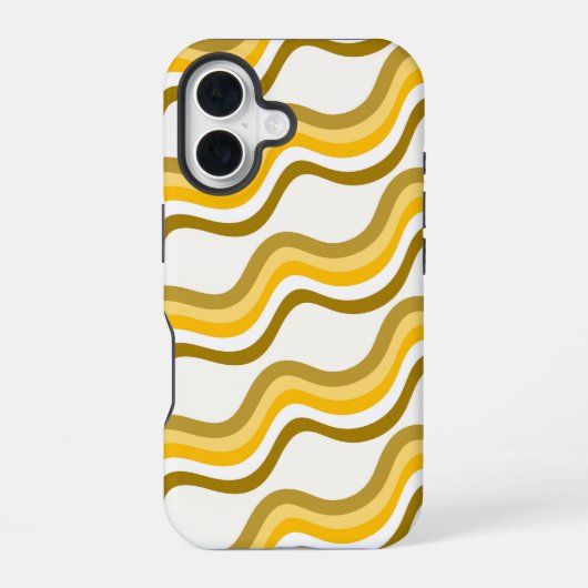 Golden Waves Pattern iPhone 16ケース (裏面)