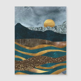 Golden Waves Under Moonlit Mountains