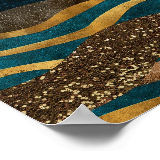 Golden Waves Under Moonlit Mountains ポスター (角)