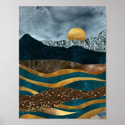 Golden Waves Under Moonlit Mountains ポスター (正面)