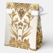 Golden Wavy Leaves Floral Favor Box フェイバーボックス (裏面)