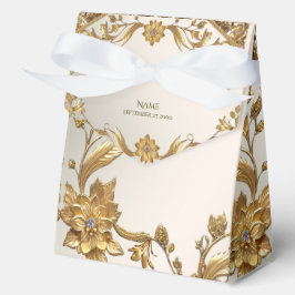 Golden Wavy Leaves Floral Favor Box フェイバーボックス