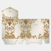 Golden Wavy Leaves Floral Favor Box フェイバーボックス (見開き)