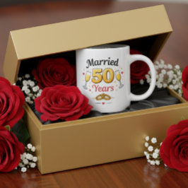 Golden Wedding Anniversary Coffee Mug Gift ジャンボコーヒーマグカップ