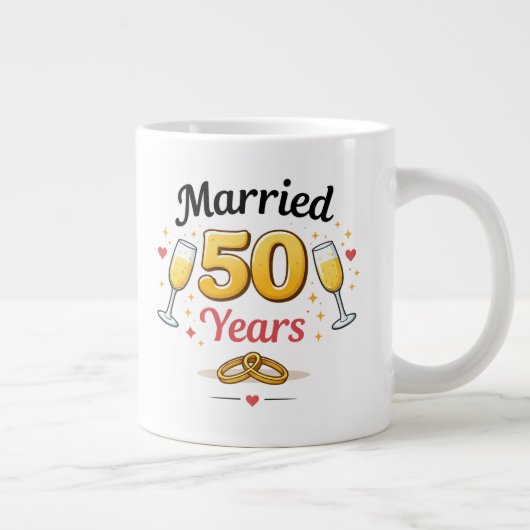 Golden Wedding Anniversary Coffee Mug Gift ジャンボコーヒーマグカップ (右)