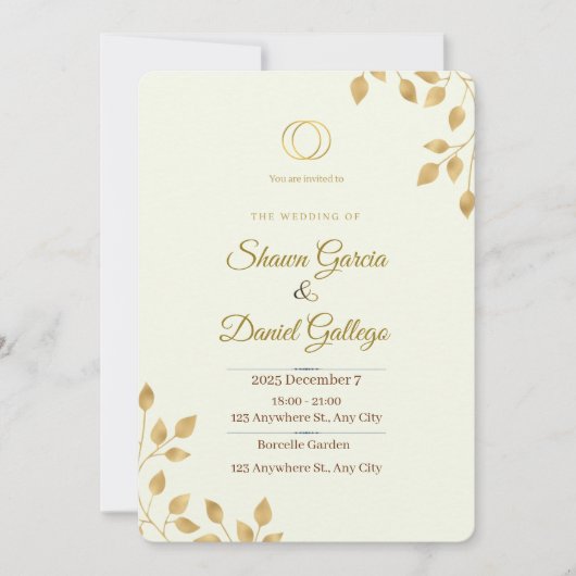 golden wedding invitastion tamplet 招待状 (正面)