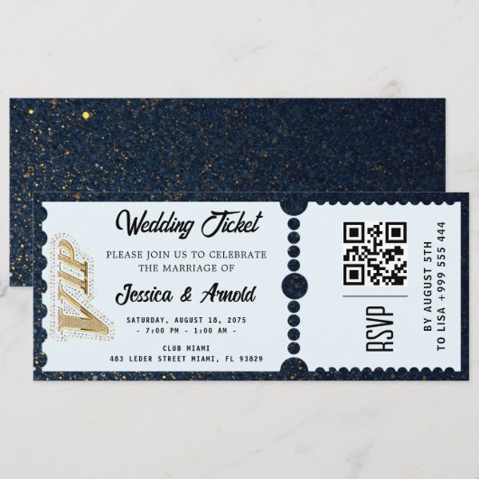 Golden wedding Party Ticket Invitation 招待状 (正面/裏面)