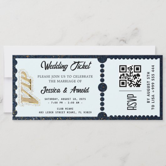Golden wedding Party Ticket Invitation 招待状 (正面)