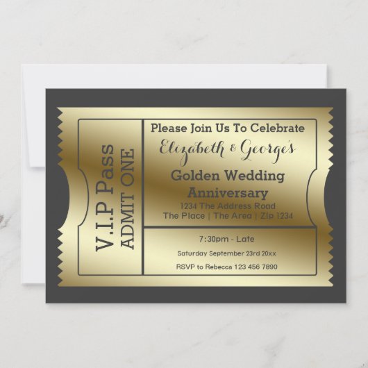 Golden Wedding VIP Access Pass 招待状 (正面)