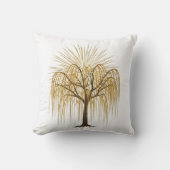 Golden Weeping Willow Tree Illustration クッション (正面)