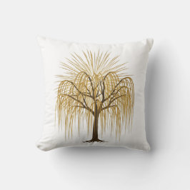 Golden Weeping Willow Tree Illustration クッション