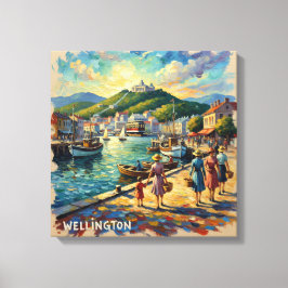 Golden Wellington Harbor Promenade Canvas キャンバスプリント
