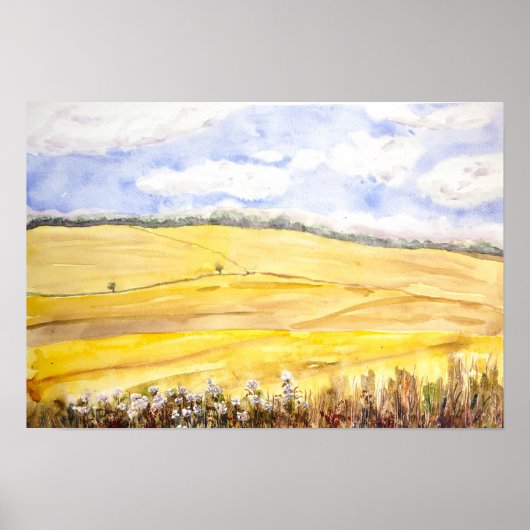 golden wheat field in oxfordshire ポスター (正面)