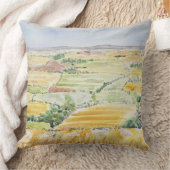 Golden wheat field in oxfordshire watercolour  クッション (ブランケット)