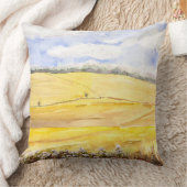 Golden wheat field in oxfordshire watercolour  クッション (ブランケット)