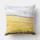 Golden wheat field in oxfordshire watercolour  クッション (裏面)