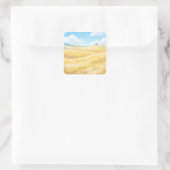 Golden Wheat Field Under Blue Sky スクエアシール (バッグ)