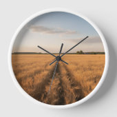 Golden Wheat Field Wall Clock – Countryside Nature 壁時計 (正面)